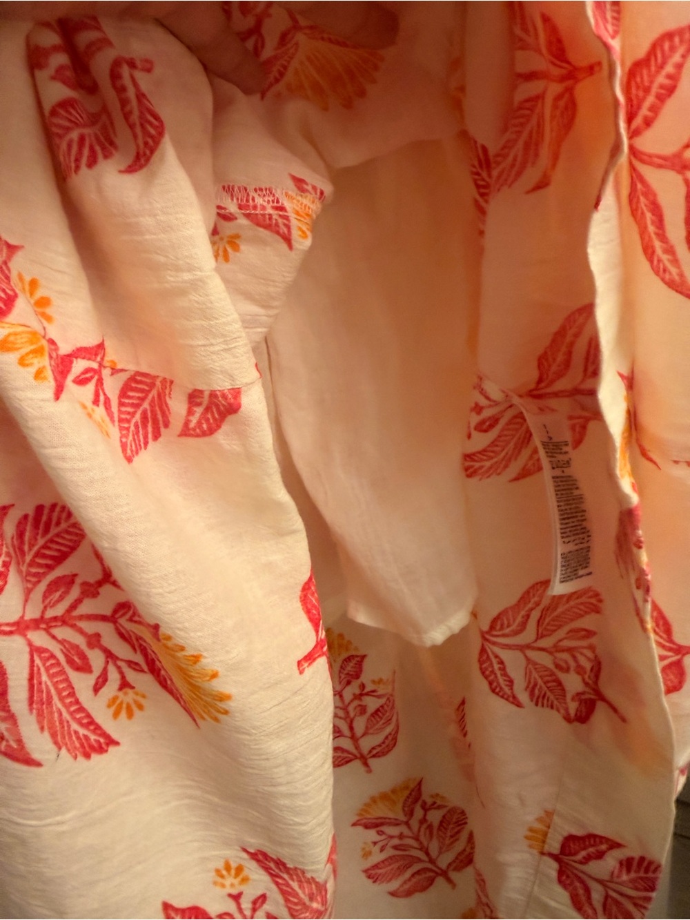 🌺Old Navy Cream Maxi Skirt with Pink & Yellow Leaf Print - Picture 5 of 6